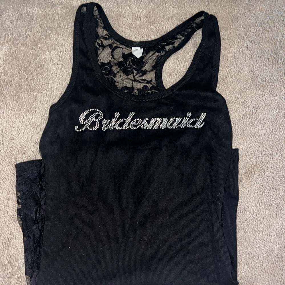 NWOT!! Black bridesmaid tankop, mother of the bride, MOH, & white Bride tanktop.